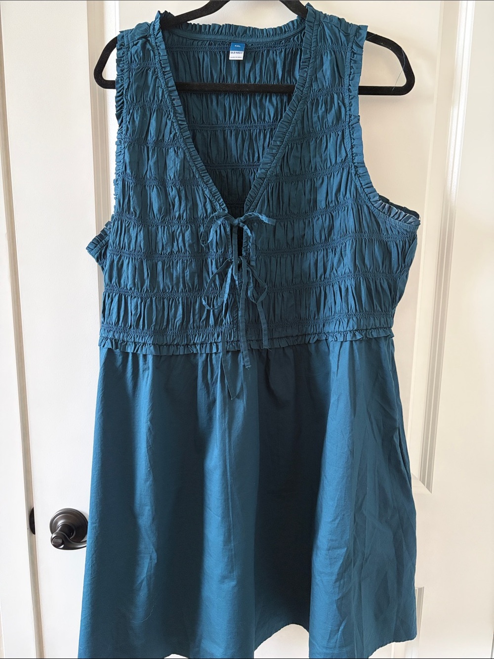 Old Navy Smocked V-Neck Sleeveless Dress- Teal